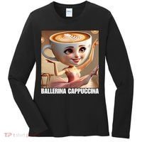 Ballerina Cappuccina - Italian Brainrot Meme  Women's Long Sleeve Shirt thumb 0
