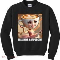 Ballerina Cappuccina - Italian Brainrot Meme  Kids Sweatshirt thumb 0
