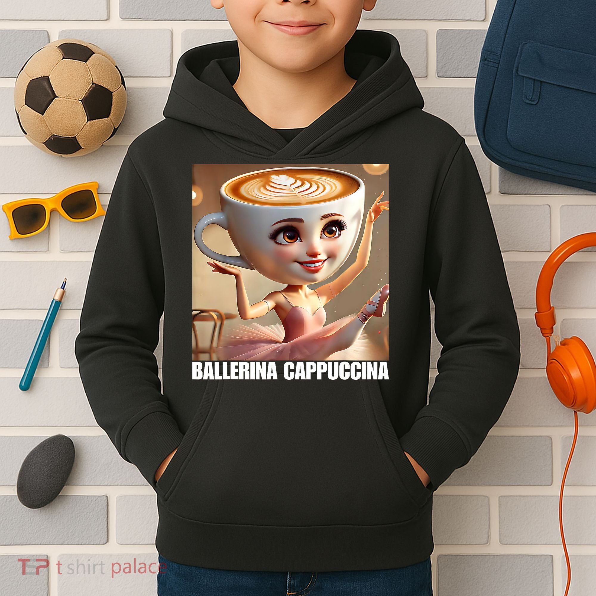Ballerina Cappuccina - Italian Brainrot Meme  Kids Hoodie