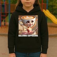 Ballerina Cappuccina - Italian Brainrot Meme  Kids Hoodie thumb 3