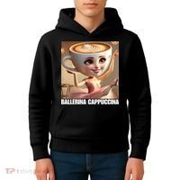 Ballerina Cappuccina - Italian Brainrot Meme  Kids Hoodie thumb 4
