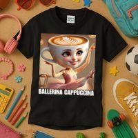 Ballerina Cappuccina - Italian Brainrot Meme  Kids T-Shirt thumb 3