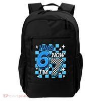 Blue Checkered I Was 6 Now I'm 7 67 Birthday Boy Backpack thumb 0