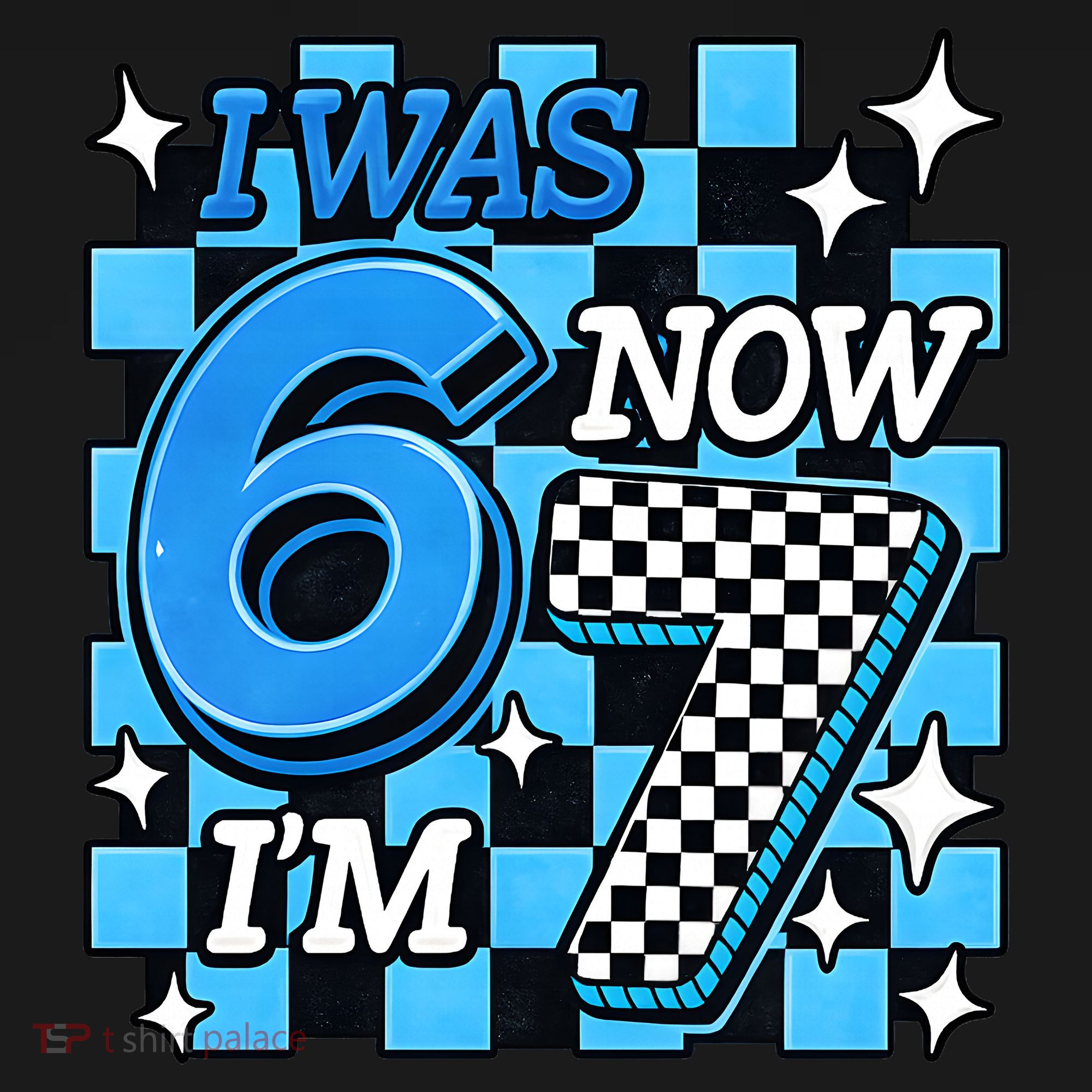 Blue Checkered I Was 6 Now I'm 7 67 Birthday Boy Backpack