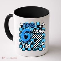 Blue Checkered I Was 6 Now I'm 7 67 Birthday Boy Coffee Mug thumb 0