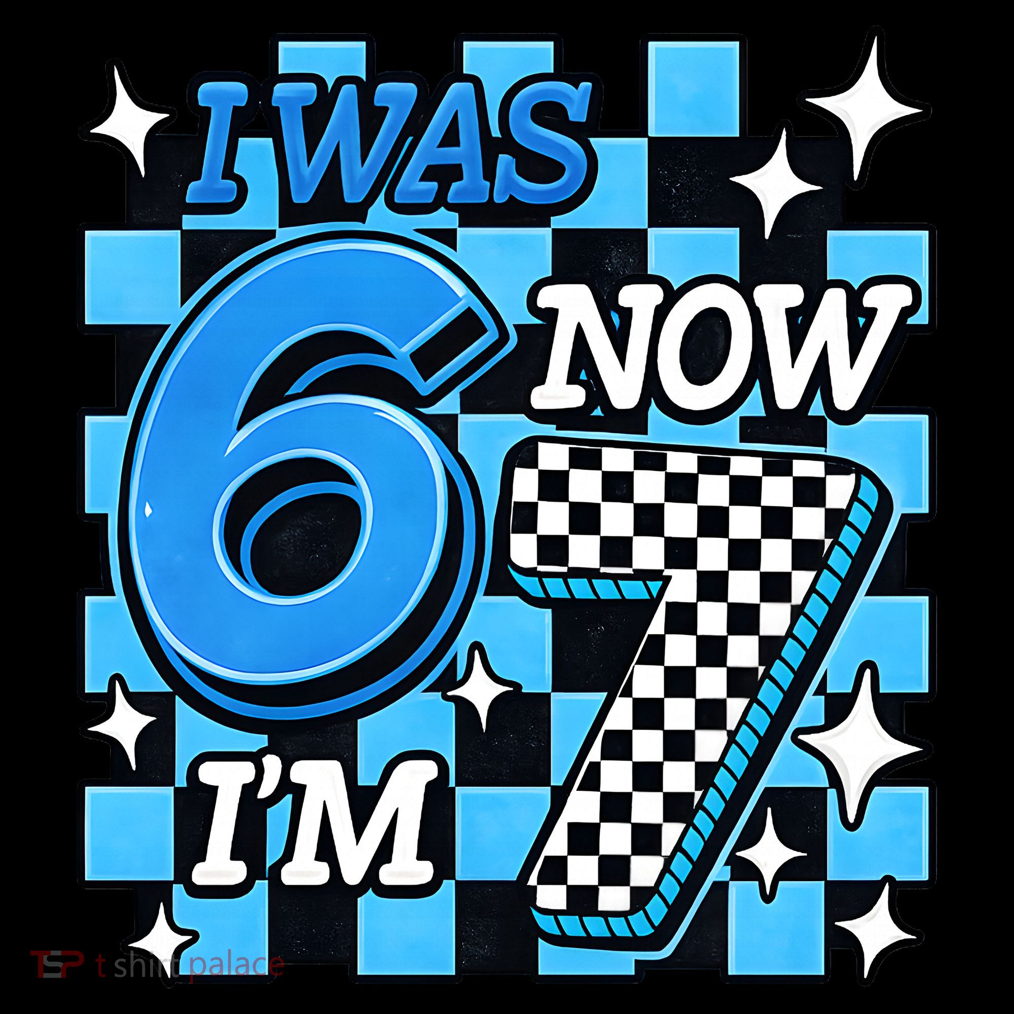 Blue Checkered I Was 6 Now I'm 7 67 Birthday Boy Coffee Mug