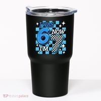 Blue Checkered I Was 6 Now I'm 7 67 Birthday Boy Tumbler thumb 0