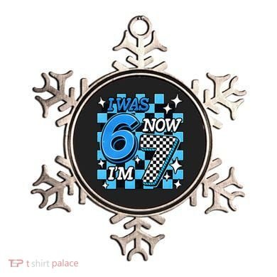 Blue Checkered I Was 6 Now I'm 7 67 Birthday Boy Ornament
