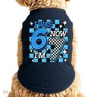 Blue Checkered I Was 6 Now I'm 7 67 Birthday Boy Doggie Tank thumb 0
