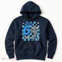 Blue Checkered I Was 6 Now I'm 7 67 Birthday Boy Hoodie thumb 0