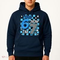 Blue Checkered I Was 6 Now I'm 7 67 Birthday Boy Hoodie thumb 2