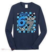 Blue Checkered I Was 6 Now I'm 7 67 Birthday Boy Long Sleeve Shirt thumb 0