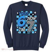 Blue Checkered I Was 6 Now I'm 7 67 Birthday Boy Sweatshirt thumb 0
