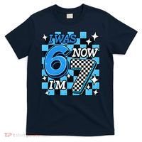 Blue Checkered I Was 6 Now I'm 7 67 Birthday Boy T-Shirt thumb 0