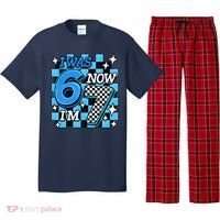 Blue Checkered I Was 6 Now I'm 7 67 Birthday Boy Pajama Set thumb 0