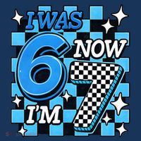 Blue Checkered I Was 6 Now I'm 7 67 Birthday Boy Women's Hoodie thumb 2