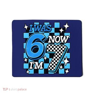 Blue Checkered I Was 6 Now I'm 7 67 Birthday Boy Mousepad