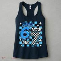 Blue Checkered I Was 6 Now I'm 7 67 Birthday Boy Women's Tank Top thumb 3