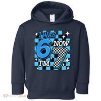 Blue Checkered I Was 6 Now I'm 7 67 Birthday Boy Toddler Hoodie thumb 0