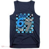 Blue Checkered I Was 6 Now I'm 7 67 Birthday Boy Tank Top thumb 0