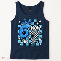 Blue Checkered I Was 6 Now I'm 7 67 Birthday Boy Tank Top thumb 2