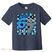 Blue Checkered I Was 6 Now I'm 7 67 Birthday Boy Toddler T-Shirt thumb 0