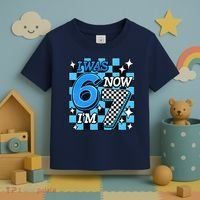 Blue Checkered I Was 6 Now I'm 7 67 Birthday Boy Toddler T-Shirt thumb 3