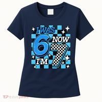 Blue Checkered I Was 6 Now I'm 7 67 Birthday Boy Women's T-Shirt thumb 0
