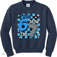 Blue Checkered I Was 6 Now I'm 7 67 Birthday Boy Kids Sweatshirt thumb 0