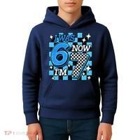 Blue Checkered I Was 6 Now I'm 7 67 Birthday Boy Kids Hoodie thumb 4