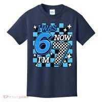 Blue Checkered I Was 6 Now I'm 7 67 Birthday Boy Kids T-Shirt thumb 0