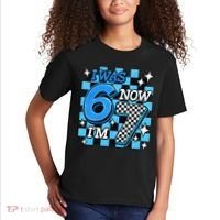 Blue Checkered I Was 6 Now I'm 7 67 Birthday Boy Kids T-Shirt thumb 2