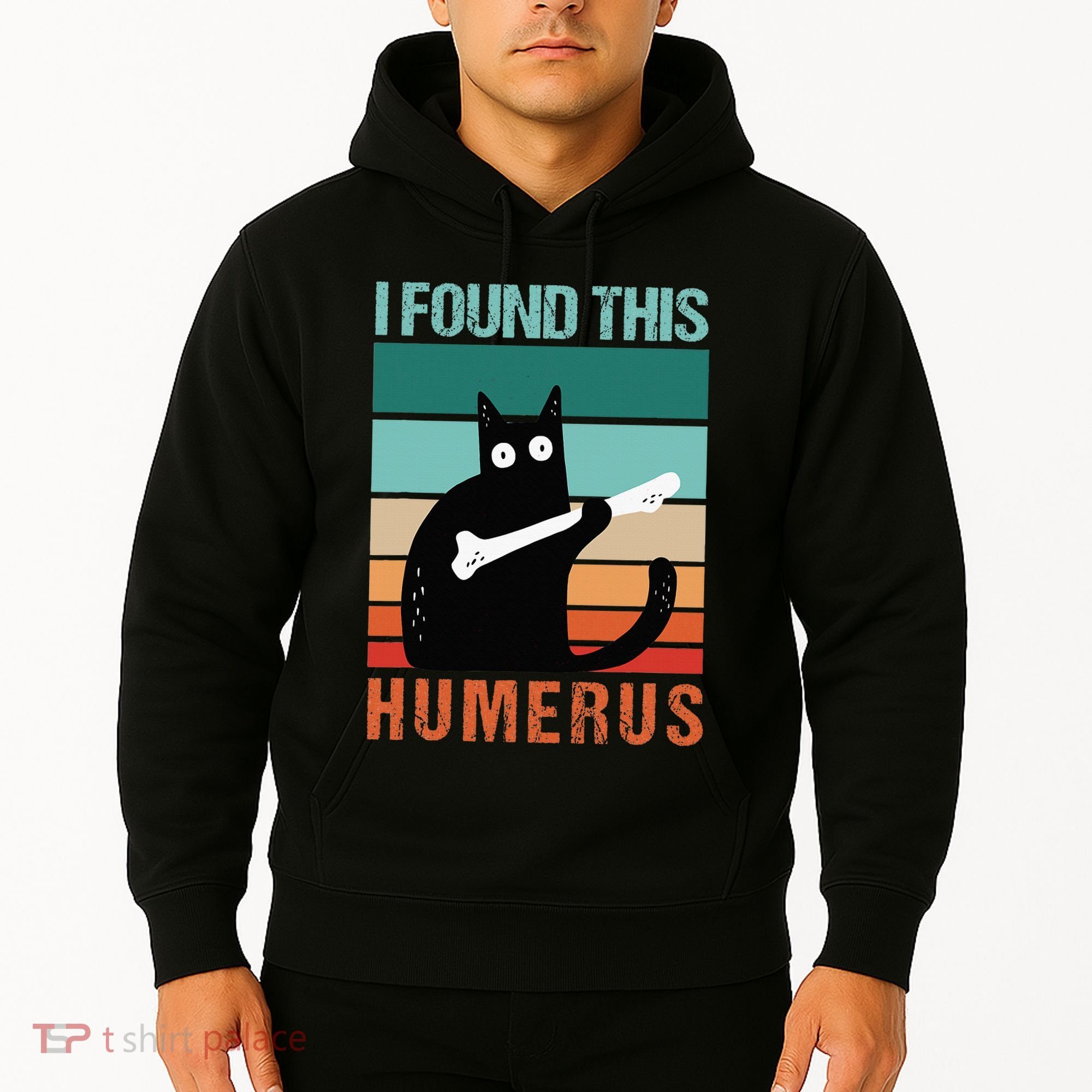 Black Cat I Found This Humerus Cat Joke Hoodie