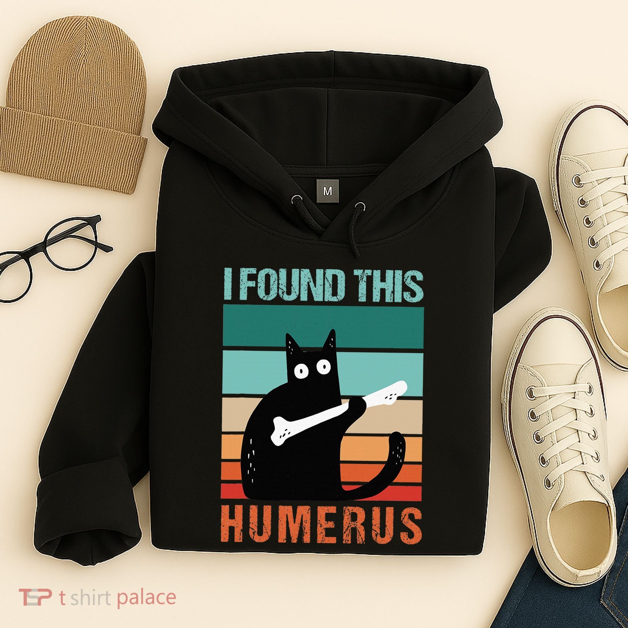 Black Cat I Found This Humerus Cat Joke Hoodie