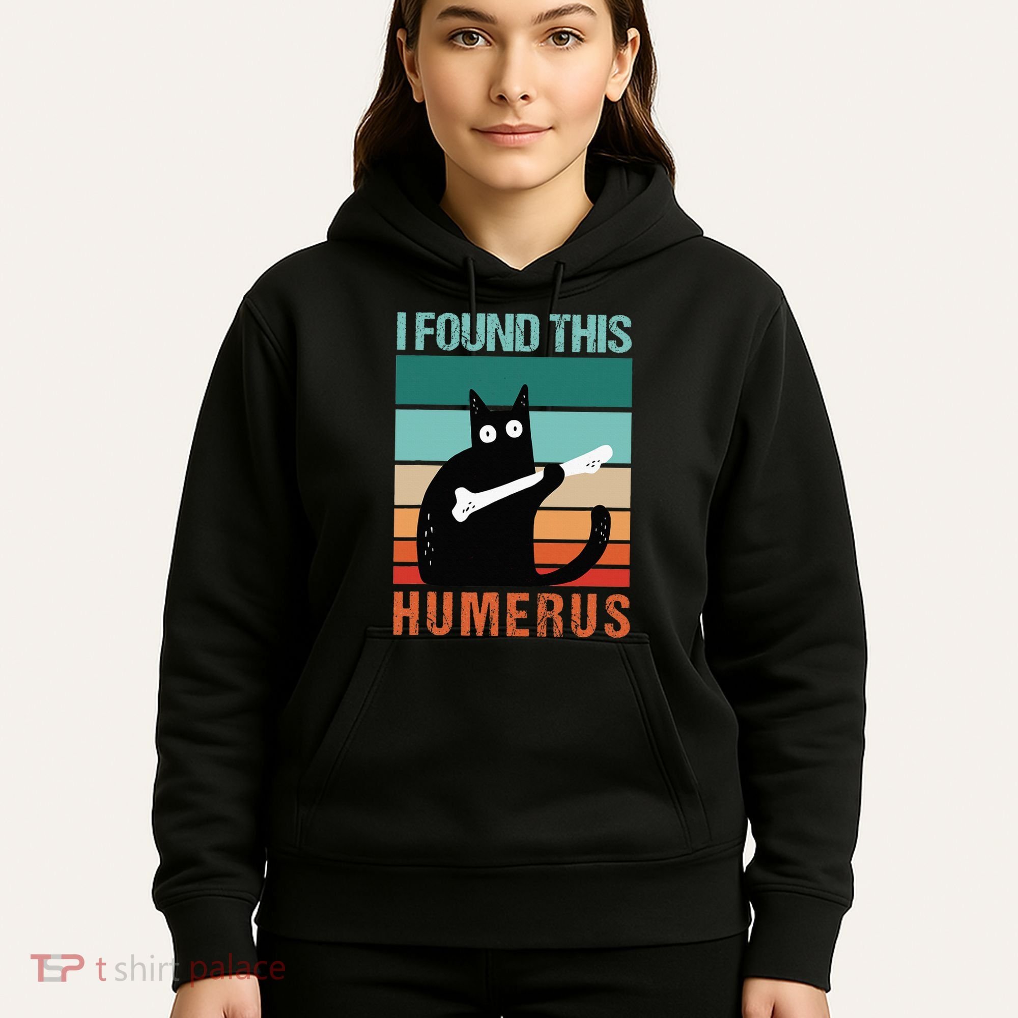 Black Cat I Found This Humerus Cat Joke Hoodie