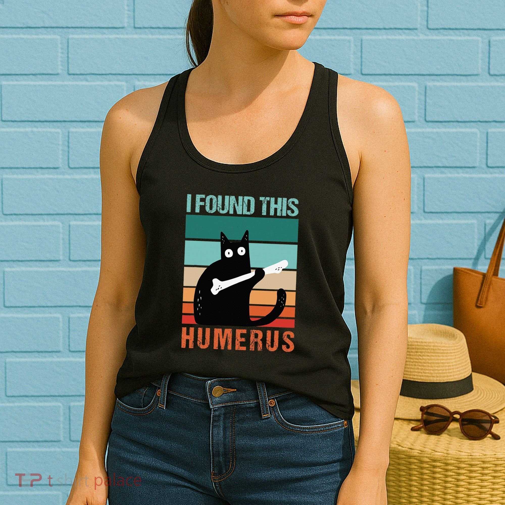 Black Cat I Found This Humerus Cat Joke Women's Tank Top