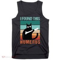 Black Cat I Found This Humerus Cat Joke Tank Top thumb 0