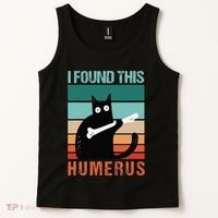 Black Cat I Found This Humerus Cat Joke Tank Top thumb 2