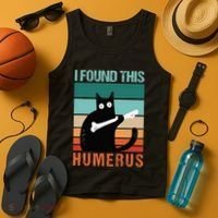 Black Cat I Found This Humerus Cat Joke Tank Top thumb 4