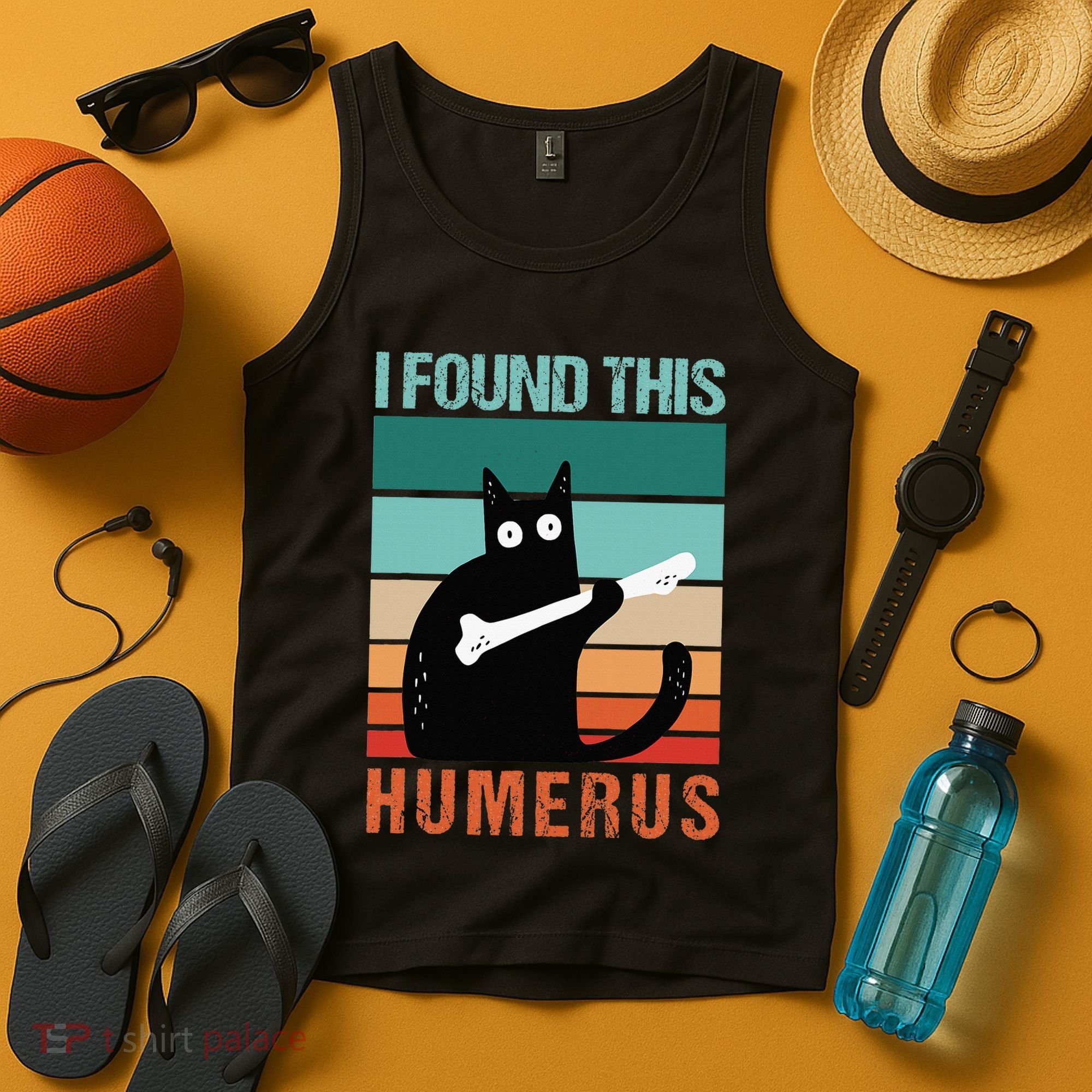 Black Cat I Found This Humerus Cat Joke Tank Top