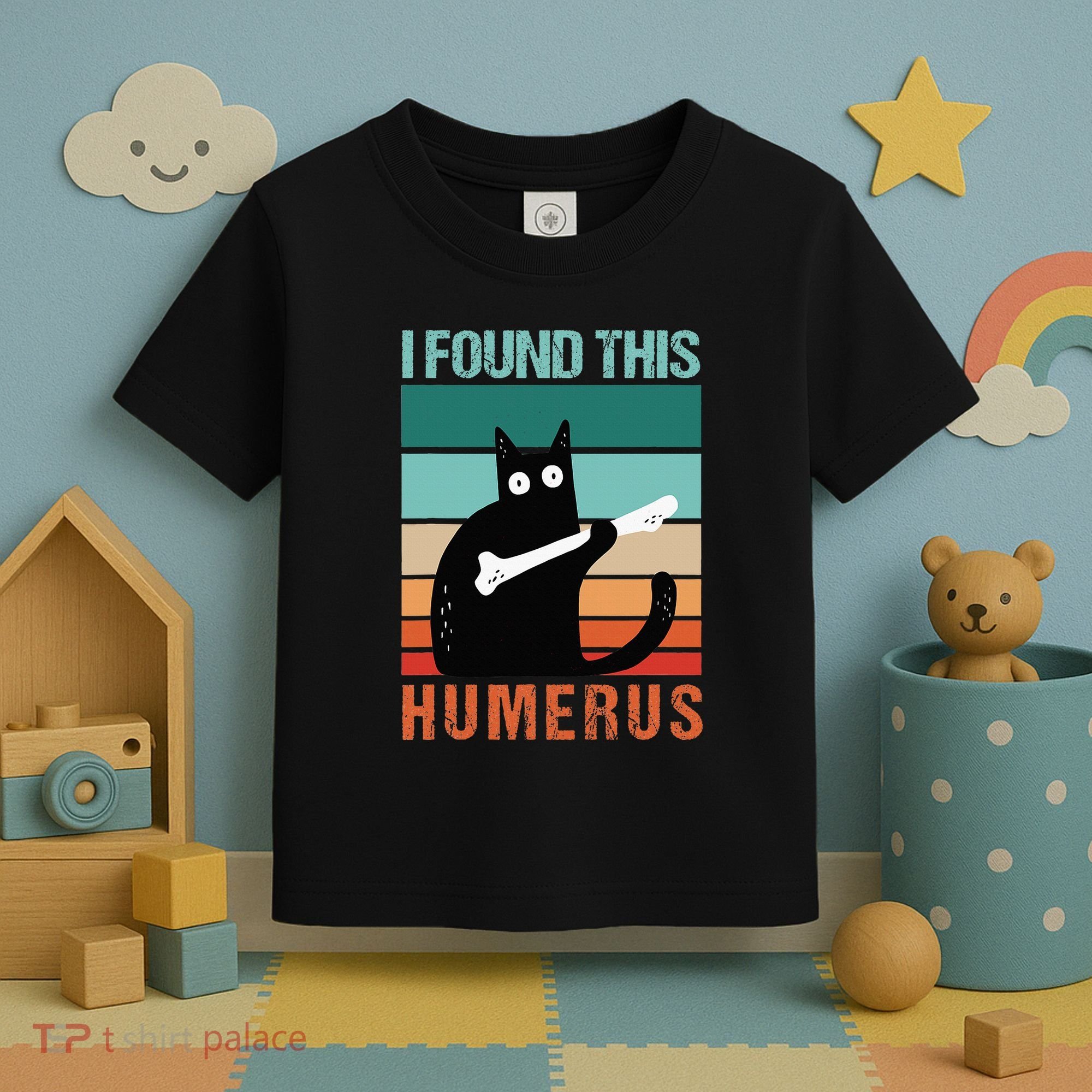 Black Cat I Found This Humerus Cat Joke Toddler T-Shirt