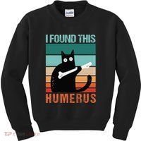 Black Cat I Found This Humerus Cat Joke Kids Sweatshirt thumb 0