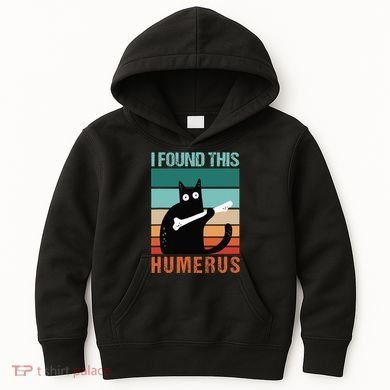 Black Cat I Found This Humerus Cat Joke Kids Hoodie
