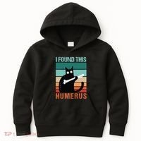 Black Cat I Found This Humerus Cat Joke Kids Hoodie thumb 0