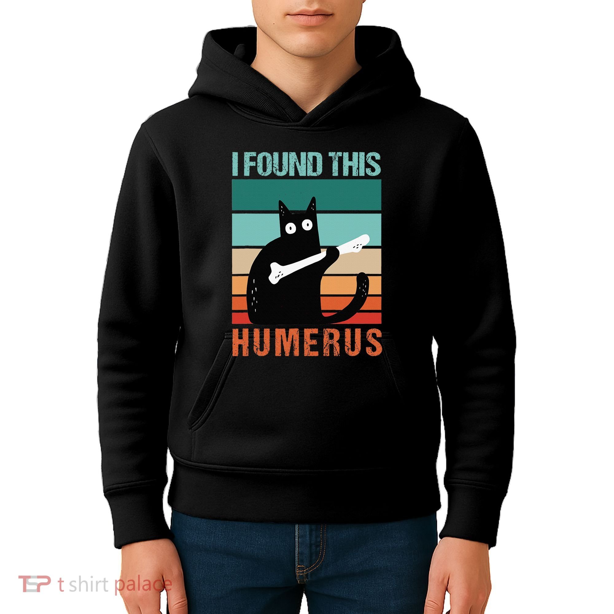Black Cat I Found This Humerus Cat Joke Kids Hoodie