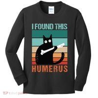 Black Cat I Found This Humerus Cat Joke Kids Long Sleeve Shirt thumb 0