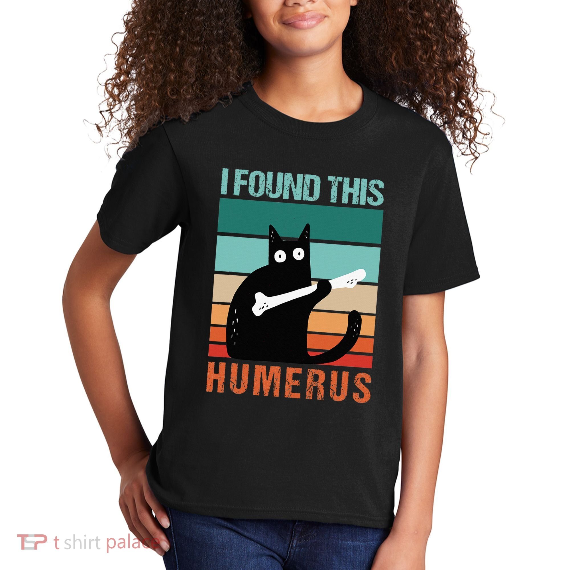 Black Cat I Found This Humerus Cat Joke Kids T-Shirt