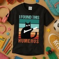 Black Cat I Found This Humerus Cat Joke Kids T-Shirt thumb 3