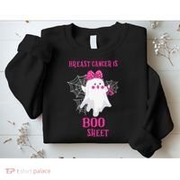 Breast Cancer Is Boo Sheet Halloween Ghost Sweatshirt thumb 2