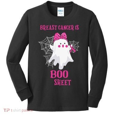 Breast Cancer Is Boo Sheet Halloween Ghost Kids Long Sleeve Shirt